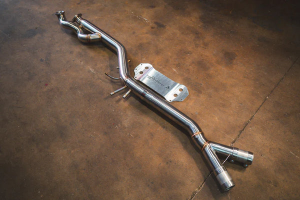 A performance exhaust system made of stainless steel