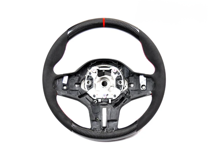 AutoTecknic G8X carbon steering wheel with Alcantara grips in BMW M4 interior”